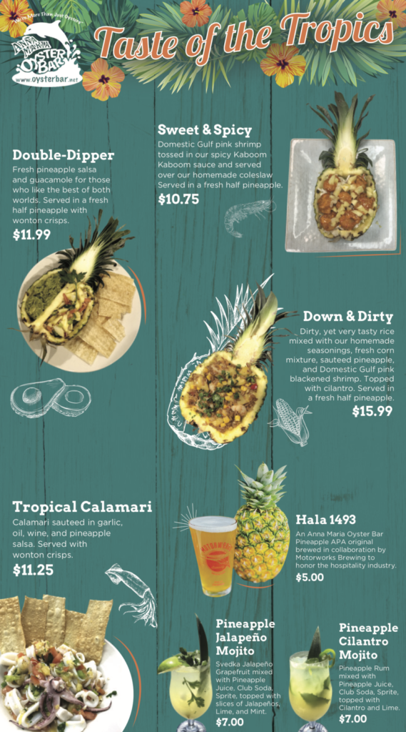 Taste of the Tropics Pineapple Menu