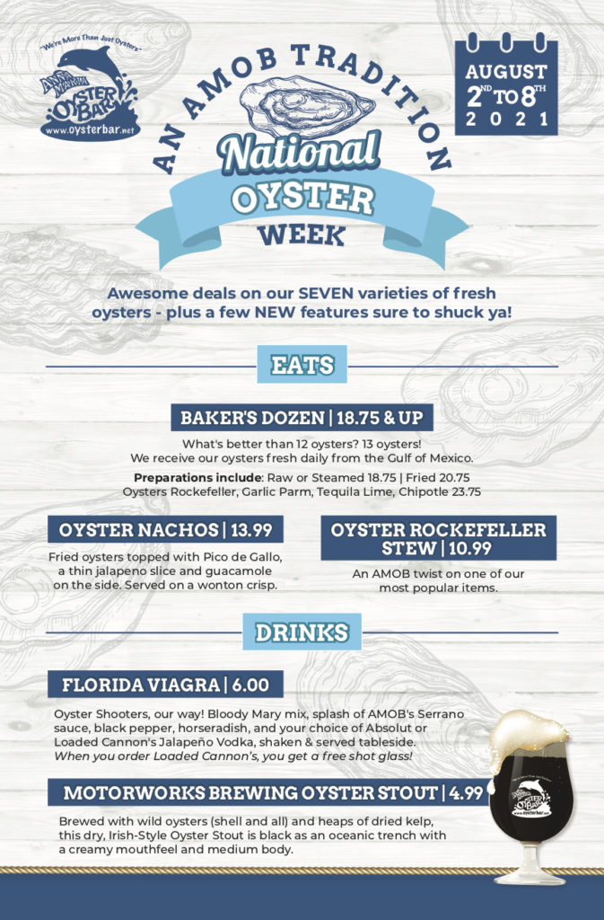 AMOB Oyster Week Menu