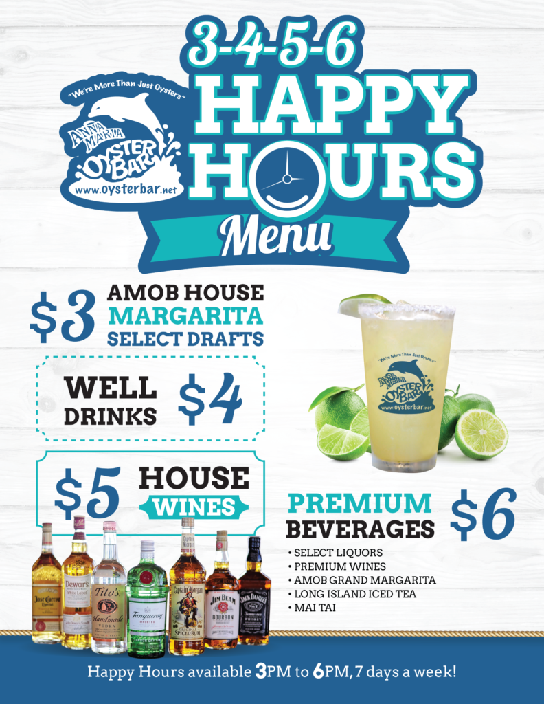 Anna Maria Oyster Bar Happy Hour Menu Daily Specials